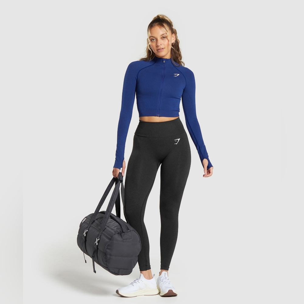 Gymshark Vital Seamless 2.0 Midi Zip Up Jacket Cobalt Purple